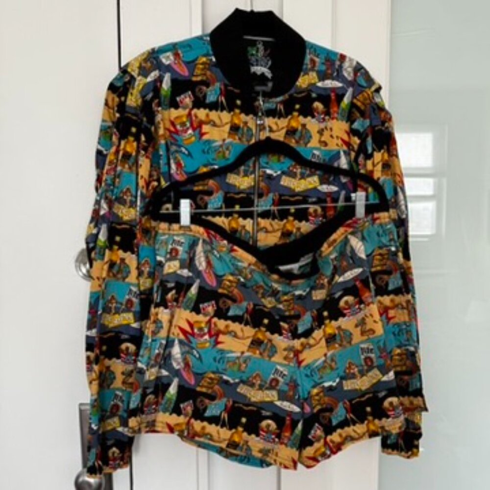 Vintage 90s Nicole Miller Miller Lite jacket & shorts set